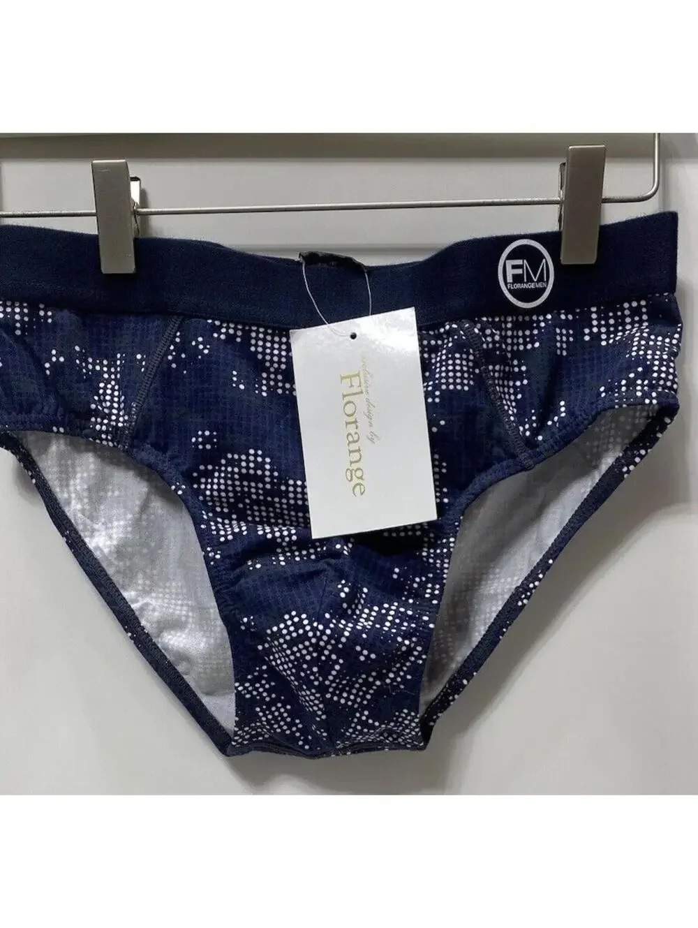 Mens Navy Blue Briefs with Elastic Waistband and White Accents Size Medium